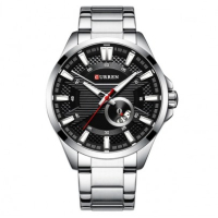 Сребрист стоманен бизнес часовник - "Haderslev" (005), снимка 1 - Мъжки - 44668658