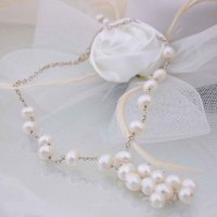 Сребърно колие *Ахинора* от eстествени бели перли, снимка 2 - Колиета, медальони, синджири - 37704810