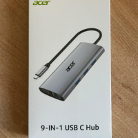 Acer USB C хъб с 4K/30Hz HDMI, 9-в-1 RJ45, 5Gbps USB-A 3.1,PD100W, VGA, снимка 9 - Кабели и адаптери - 44656171