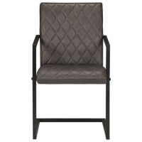Конзолни трапезни столове, 2 бр, сиви, естествена кожа, снимка 2 - Столове - 44583490