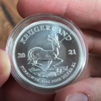 сребърна монета 1 oz кругеранд 2021 , снимка 1 - Нумизматика и бонистика - 34562852