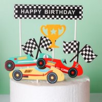 Happy Birthday рали купа флаг сет картонени топери украса за торта парти рожден ден, снимка 1 - Други - 31805344