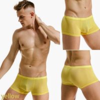 Мъжки Полупрозрачни Боксерки Yellow-XL, снимка 6 - Бельо - 44447076