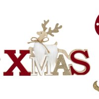 3 броя Дървени коледни фигурки за Коледна украса, XMAS и две гномчета, снимка 1 - Декорация за дома - 42704659