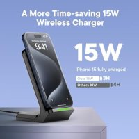 Нова Зарядна Станция 15W Qi Съвместима с телефон iPhone Samsung, снимка 5 - Селфи стикове, аксесоари - 44498233