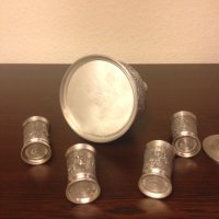 Старинни немски калаени предмети кана чаши чаша серия "Lindenwirthin", снимка 5 - Колекции - 44280240
