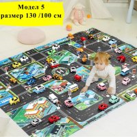 Детска постелка за игра-килим с писта-размери 130х100см, снимка 2 - Коли, камиони, мотори, писти - 39648024