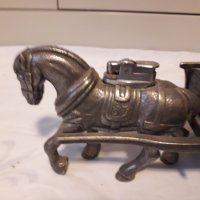 Настолна статуя на кон с каруца със запалка, снимка 3 - Декорация за дома - 31400335