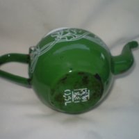 стар малък ЗЕЛЕН емайлиран чайник  05L, снимка 5 - Други ценни предмети - 44390536
