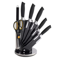 Комплект ROYALTY LINE: 5 ножа, точило, ножица и елегантна поставка, снимка 2 - Прибори за хранене, готвене и сервиране - 44560691