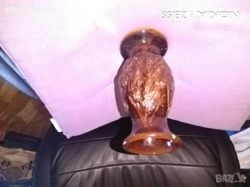 Керамична ваза релефна Н-173мм фи долу-80мм и горе 73мм, снимка 1