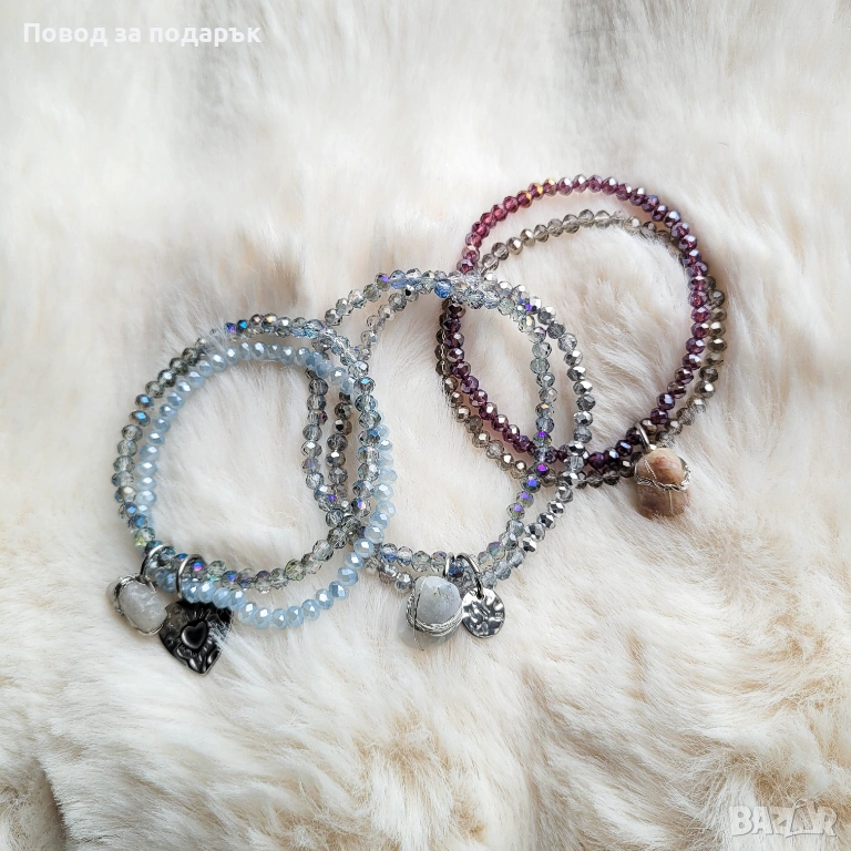 Дамски блестящи гривни с естествен кварц , снимка 1