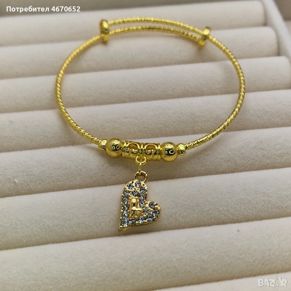 Дамска гривна с висулка сърце от медицинска стомана с 18K позлата, снимка 1