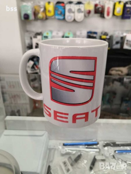 Бяла порцеланова чаша с логото на СЕАТ / SEAT, снимка 1