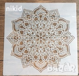 30*30 см # 15 Мандала стенсил шаблон за декор торта мебел стена с боя плат и др арт scrapbooking, снимка 1