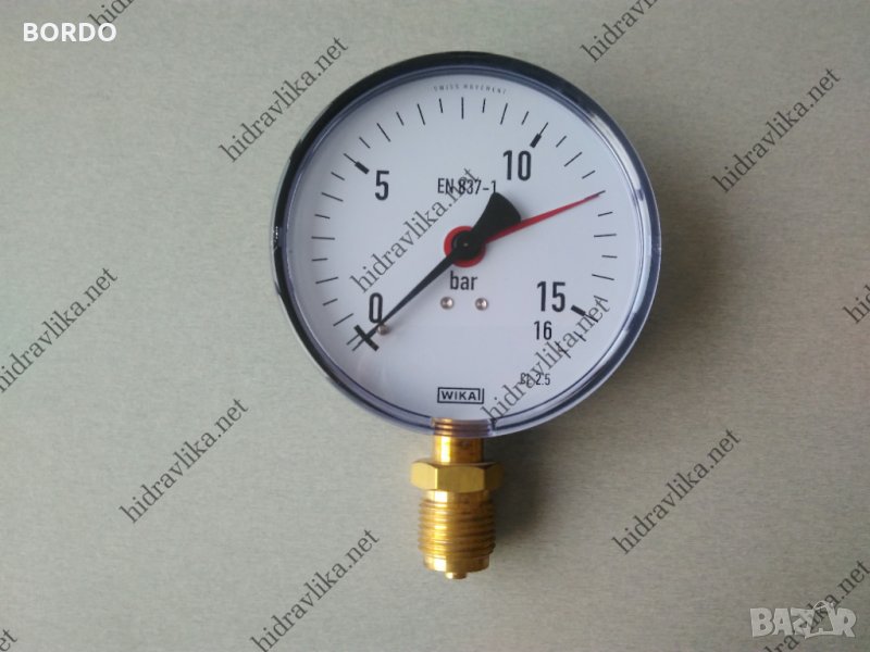 Манометър WIKA - Ф100/0-16 bar (радиален), снимка 1