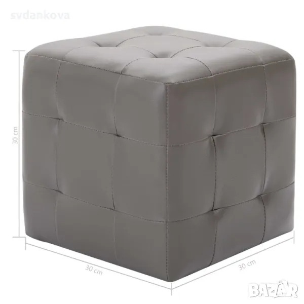 ПУФОВЕ, 2 БР, СИВИ, 30X30X30 СМ, ИЗКУСТВЕНА КОЖА, снимка 1