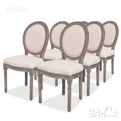 vidaXL Трапезни столове, 6 бр, кремави, текстил(SKU:274620, снимка 1