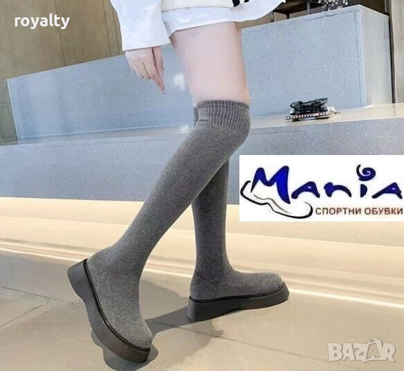 Дамски ботуши тип чорап в сиво, снимка 1