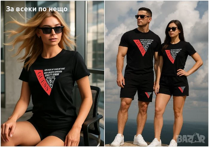 Guess Дамска Черна Тениска👚Дамска Блуза С Къс Ръкав Гес Код LFS560, снимка 1