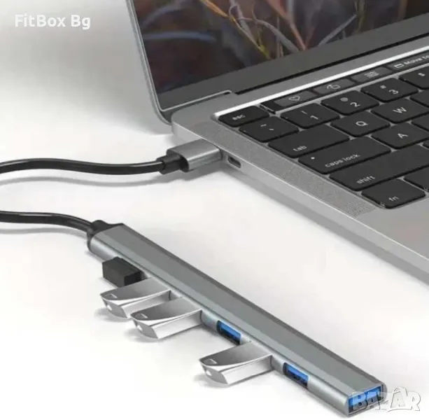 Ултра-Тънък Алуминиев USB 3.0 Хъб с 7 Порт, снимка 1
