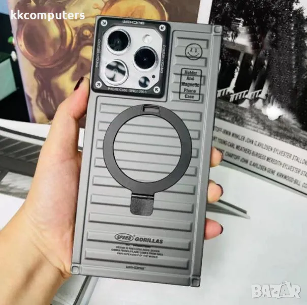 Калъф PVC Wekome Gorillas MagSafe със стойка /Графит/ за iPhone 15 Plus 6.7 Баркод : 3126631, снимка 1