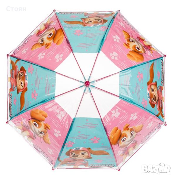 Paw Patrol Skye Skye Ръчен детски прозрачен розов чадър за дъжд 64см, снимка 1