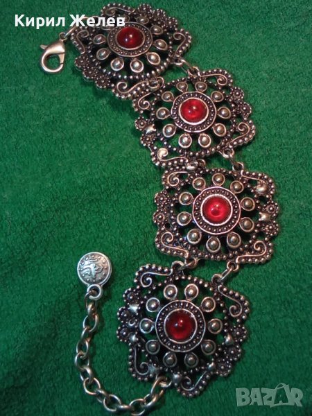 ОСМАНСКА ПОСРЕБРЕНА ГРИВНА ГРАНУЛАЦИЯ с КАТАЛИН / ЧЕРВЕН КЕХЛИБАР 57311, снимка 1