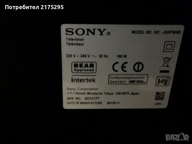 телевизор SONY bravia KD-55 инча за части, снимка 1