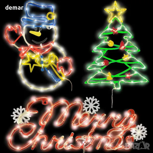 Коледни силуетни светлини, Опаковка от 3 USB водоустойчиви знаци,40 см, снимка 1