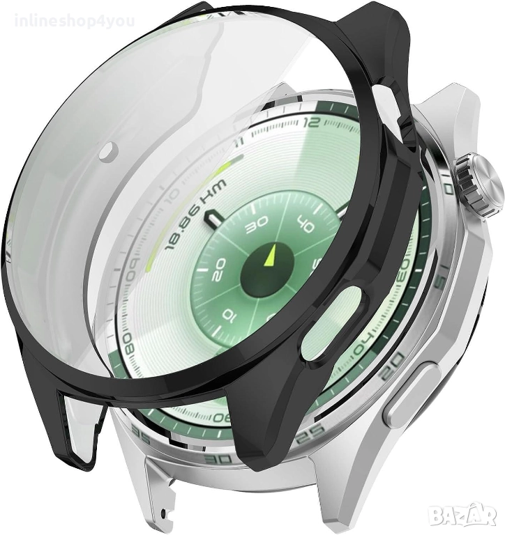 Силиконов Кейс 360° Градуса за Часовник Huawei Watch GT6 46mm - Черен, снимка 1