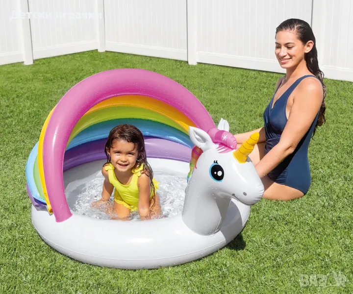 Бебешки надуваем басейн със сенник Еднорог INTEX, 127 х 102 х 69 см, снимка 1