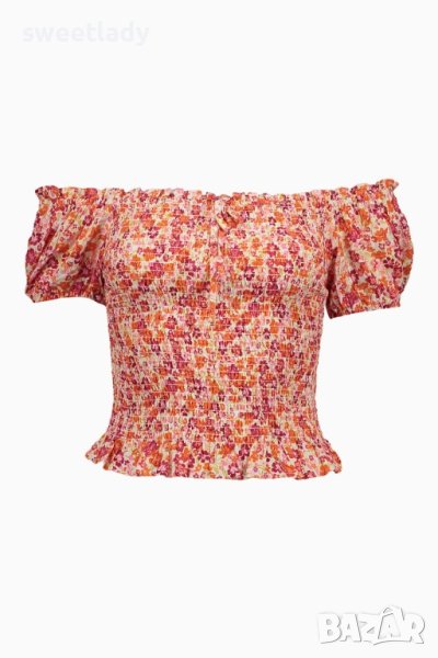 Флорална блузка с голи рамене, снимка 1