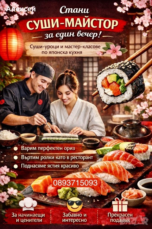 СУШИ МАЙСТОР-КЛАС. Суши курси. Суши уроци. SUSHI., снимка 1