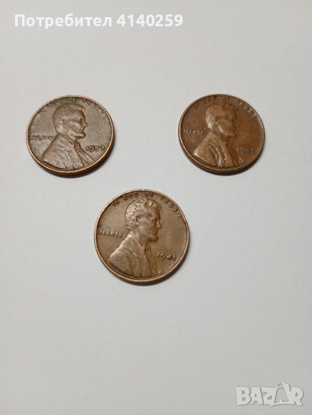 САЩ МОНЕТИ 1 цент 1941 1957 1945 г , снимка 1