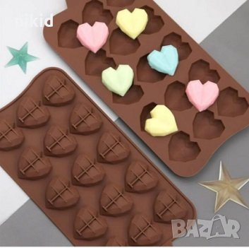 15 малки диамантени сърца сърце диамантено силиконов молд форма бонбони шоколад украса декор торта, снимка 1