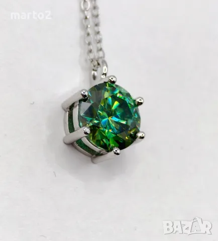 Сребърно 925 Колие с Мойсанит 3 Карата!, снимка 5 - Пръстени - 48654835