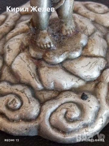 Стар метален свещник с Ангел много красив инкрустиран за КОЛЕКЦИЯ ДЕКОРАЦИЯ 50608, снимка 4 - Други ценни предмети - 51792018
