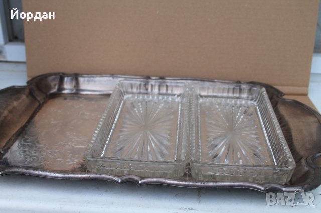 Посребрен поднос със стъклени купи, снимка 17 - Антикварни и старинни предмети - 40281783