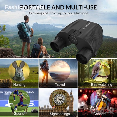 Нов Компактен бинокъл 10X25 HD за възрастни и деца наблюдение, туризъм, снимка 7 - Други спортове - 34405227