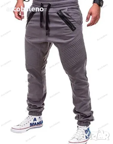 Широки мъжки ежедневни панталони с шнур в контрастен цвят, 6цвята, снимка 7 - Панталони - 40340908