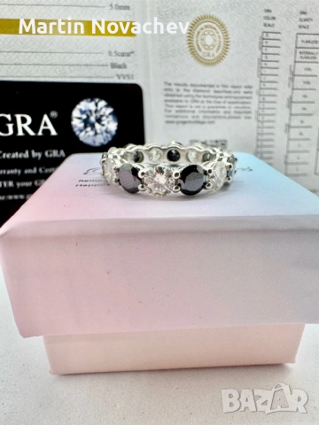 Сребърен пръстен с мойсанит (Диамант) 7 карата, снимка 10 - Пръстени - 54243113