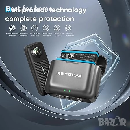 REYGEAK Батерия и зарядно за Insta360 X4, 2 броя преносими батерии с 2 порта, снимка 3 - Батерии, зарядни - 52926862