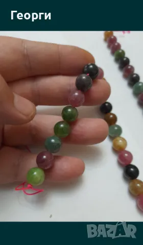 Наниз от натурални турмалини, снимка 3 - Колиета, медальони, синджири - 50139052