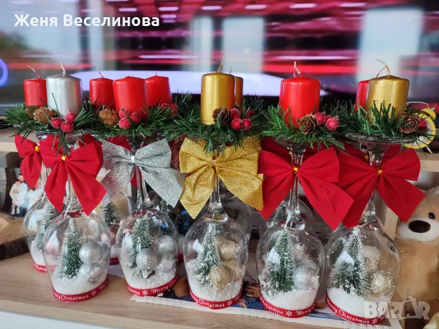 Ръчно изработени коледни свещници