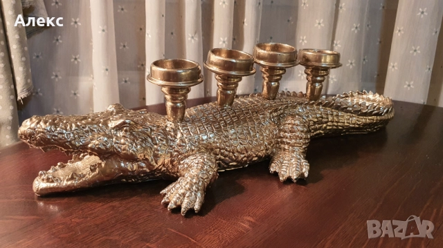 Грамаден крокодил– свещник, Италия, 50см, снимка 3 - Антикварни и старинни предмети - 34497897