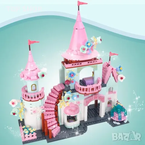 Комплект строител Замък на принцеса, 740 части, играчка за деца момичета 6+ г., снимка 7 - Конструктори - 49500276
