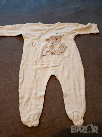 6-9м 74см Помпер гащеризон, памук, бял, без следи от употреба 