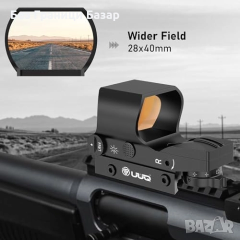 Нов Рефлексен прицел с мулти покритие, алуминиев корпус и бърз монтаж, снимка 6 - Оборудване и аксесоари за оръжия - 52544578