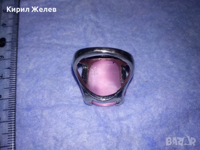 ШАРМАНТЕН СКЪПОЦЕНЕН ХРОМИРАН АРТ ПРЪСТЕН с ЮВЕРИЛНО ПОЛИРАН МИНЕРАЛ РОЗОВО КОТЕШКО ОКО 36471, снимка 7 - Пръстени - 39714049